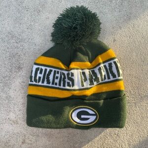 Green Bay Packers Pom Beanie Hat NFL Knit Cap OSFM Green Gold
